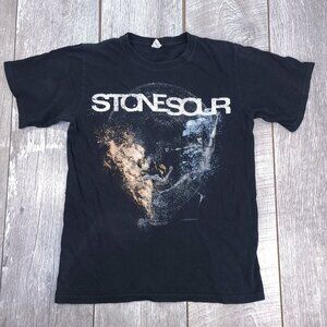 Stone Sour Band Shirt Mens Small Faded Black Distressed 2013 Tour Metal Rock Y2K